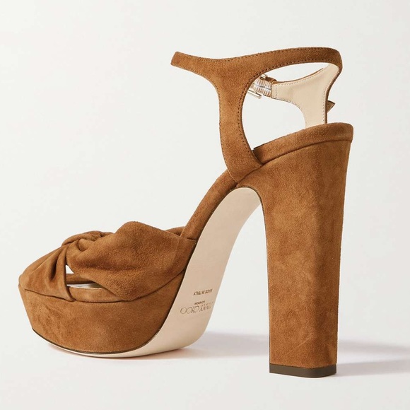 JIMMY CHOO Heloise 120 knotted suede platform sandals 37 NWT - Picture 5 of 13